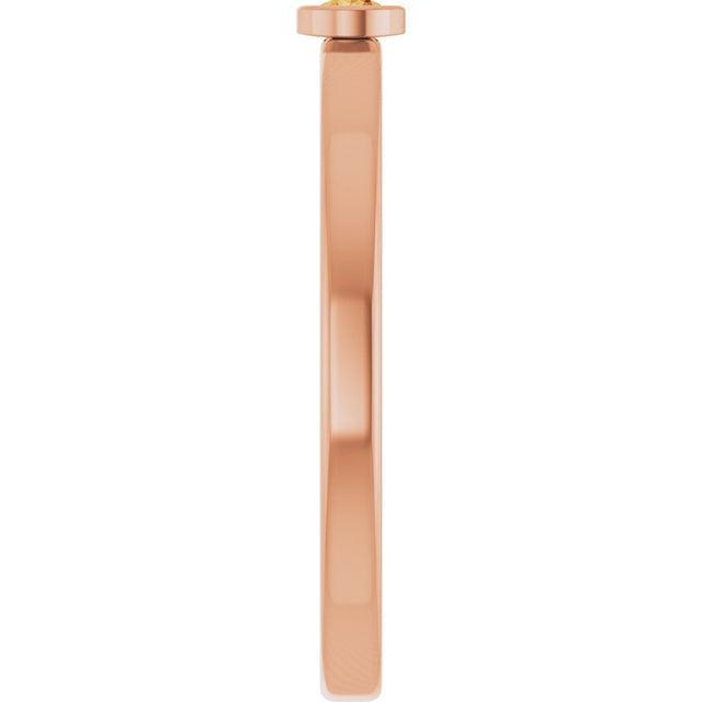 14K Gold Round Natural Citrine Bezel-Set Solitaire Ring - Rose Gold - view 4
