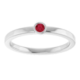 Platinum Round Lab-Grown Ruby Bezel-Set Solitaire Ring - view 3