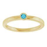 14K Gold Round Natural Blue Zircon Bezel-Set Solitaire Ring - Yellow Gold - view 3