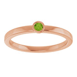 14K Gold Round Natural Peridot Bezel-Set Solitaire Ring - Rose Gold - view 3