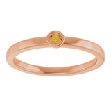 14K Gold Round Natural Citrine Bezel-Set Solitaire Ring - Rose Gold - view 3