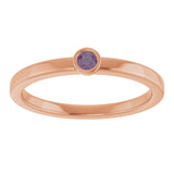 14K Gold Round Natural Alexandrite Bezel-Set Solitaire Ring - Rose Gold - view 3