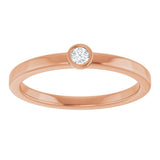14K Gold Round Natural White Sapphire Bezel-Set Solitaire Ring - Rose Gold - view 3