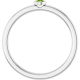 Platinum Round Natural Peridot Bezel-Set Solitaire Ring - view 2
