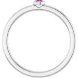 Platinum Round Natural Pink Tourmaline Bezel-Set Solitaire Ring - view 2