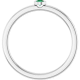 14K Gold Round Lab-Grown Emerald Bezel-Set Solitaire Ring - White Gold - view 2