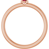 14K Gold Round Natural Ruby Bezel-Set Solitaire Ring - Rose Gold - view 2