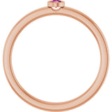 14K Gold Round Natural Pink Tourmaline Bezel-Set Solitaire Ring - Rose Gold - view 2