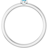 Platinum Round Natural Aquamarine Bezel-Set Solitaire Ring - view 2