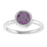 Platinum Round Lab-Grown Alexandrite Bezel-Set Solitaire Ring - view 3