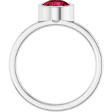 Platinum Round Lab-Grown Ruby Bezel-Set Solitaire Ring - view 2