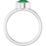 14K Gold Round Lab-Grown Emerald Bezel-Set Solitaire Ring - White Gold - view 2