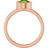 14K Gold Round Natural Peridot Bezel-Set Solitaire Ring - Rose Gold - view 2