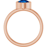 14K Gold Round Natural Blue Sapphire Bezel-Set Solitaire Ring - Rose Gold - view 2