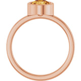 14K Gold Round Natural Citrine Bezel-Set Solitaire Ring - Rose Gold - view 2