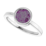 Platinum Round Lab-Grown Alexandrite Bezel-Set Solitaire Ring - view 5