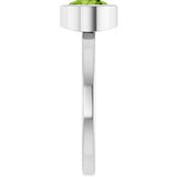 14K Gold Round Natural Peridot Bezel-Set Solitaire Ring - White Gold - view 4