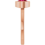 14K Gold Round Lab-Grown Ruby Bezel-Set Solitaire Ring - Rose Gold - view 4