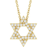 14K Gold Round Natural Diamond Star of David Necklace or Pendant - Yellow Gold