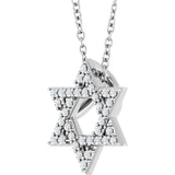 Platinum Round Natural Diamond Star of David Necklace or Pendant - view 2
