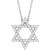 Platinum Round Natural Diamond Star of David Necklace or Pendant