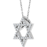 Platinum Round Natural Diamond Star of David Necklace or Pendant - view 2