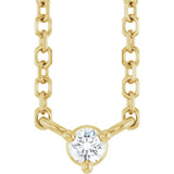 14K Gold Round Natural Diamond Solitaire Necklace – 2-4mm Stones - Yellow Gold