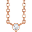 14K Gold Round Natural Diamond Solitaire Necklace – 2-4mm Stones - Rose Gold