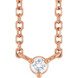 14K Gold Round Natural Diamond Solitaire Necklace – 2-4mm Stones - Rose Gold