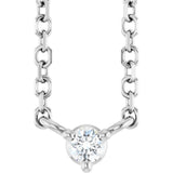 Platinum Round Natural Diamond Solitaire Necklace – 2-4mm Stones