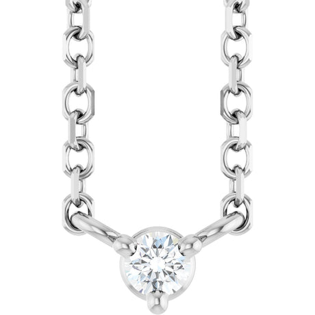 Platinum Round Natural Diamond Solitaire Necklace – 2-4mm Stones