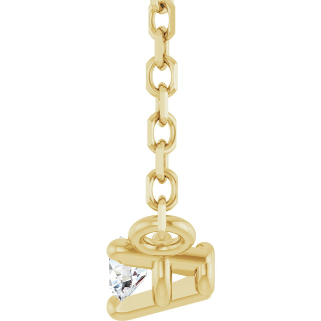 14K Gold Round Natural Diamond Solitaire Necklace – 2-4mm Stones - Yellow Gold - view 3