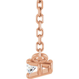 14K Gold Round Natural Diamond Solitaire Necklace – 2-4mm Stones - Rose Gold - view 3