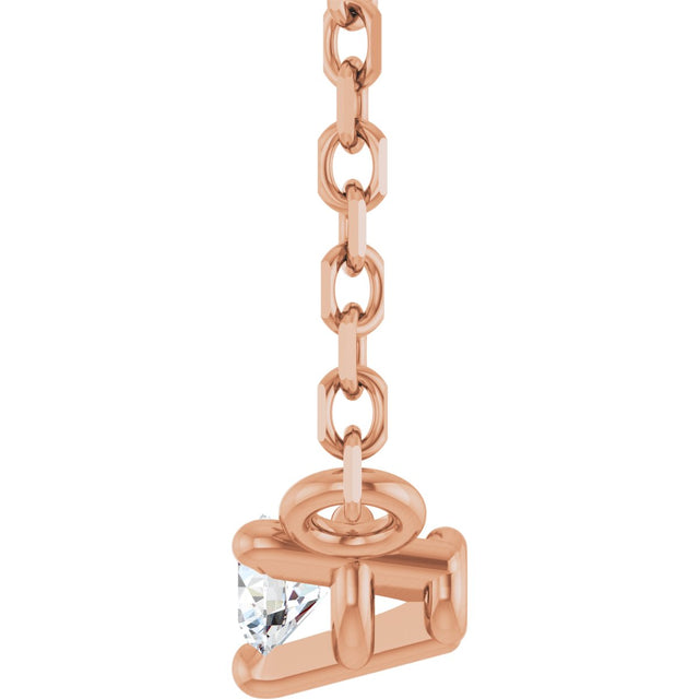 14K Gold Round Natural Diamond Solitaire Necklace – 2-4mm Stones - Rose Gold - view 3