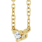 14K Gold Round Natural Diamond Solitaire Necklace – 2-4mm Stones - Yellow Gold - view 2