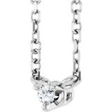 14K Gold Round Natural Diamond Solitaire Necklace – 2-4mm Stones - White Gold - view 2