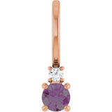 14K Gold Round Natural Alexandrite Accented Pendant - Rose Gold