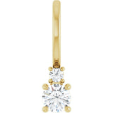 14K Gold Round Natural White Sapphire Accented Pendant - Yellow Gold