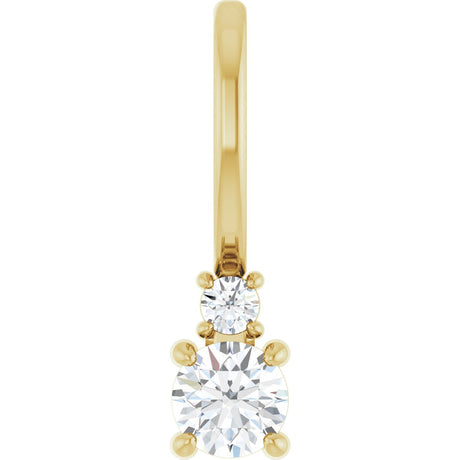 14K Gold Round Natural White Sapphire Accented Pendant - Yellow Gold