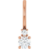 14K Gold Round Natural White Sapphire Accented Pendant - Rose Gold