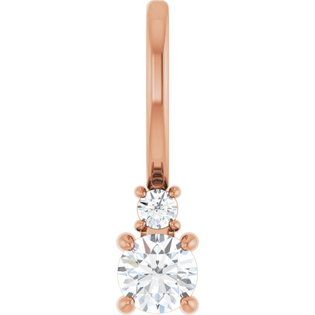 14K Gold Round Natural White Sapphire Accented Pendant - Rose Gold