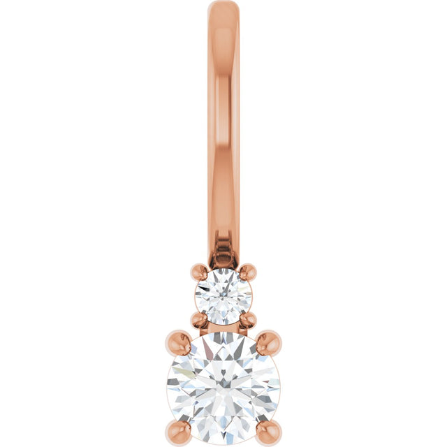 14K Gold Round Natural White Sapphire Accented Pendant - Rose Gold