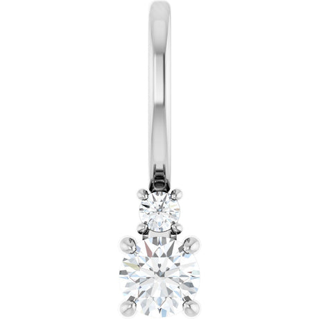 14K Gold Round Natural White Sapphire Accented Pendant - White Gold