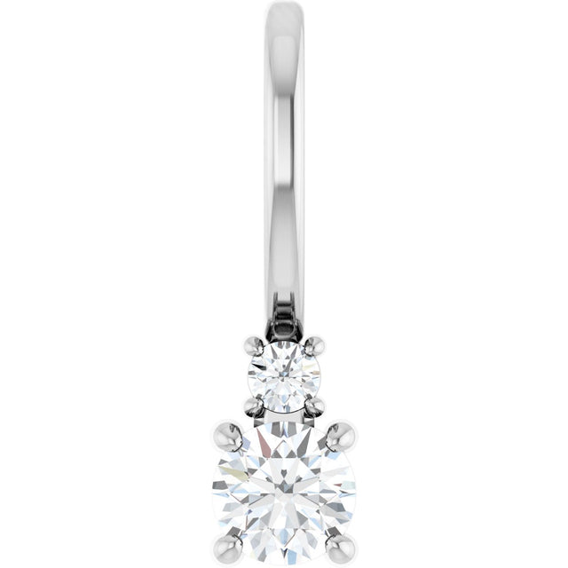 14K Gold Round Natural White Sapphire Accented Pendant - White Gold