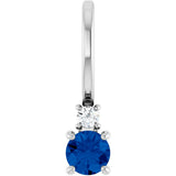 Platinum Round Natural Blue Sapphire Accented Pendant