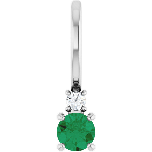 Platinum Round Lab-Grown Emerald Accented Pendant – up to 0.015 CTW