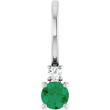 14K Gold Round Natural Emerald Accented Pendant - White Gold