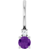 Platinum Round Natural Amethyst Accented Pendant