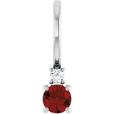 14K Gold Round Natural Mozambique Garnet Accented Pendant - White Gold