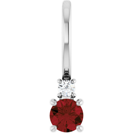 Platinum Round Natural Mozambique Garnet Accented Pendant